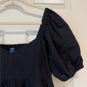 Black Puff Sleeve Babydoll Dress